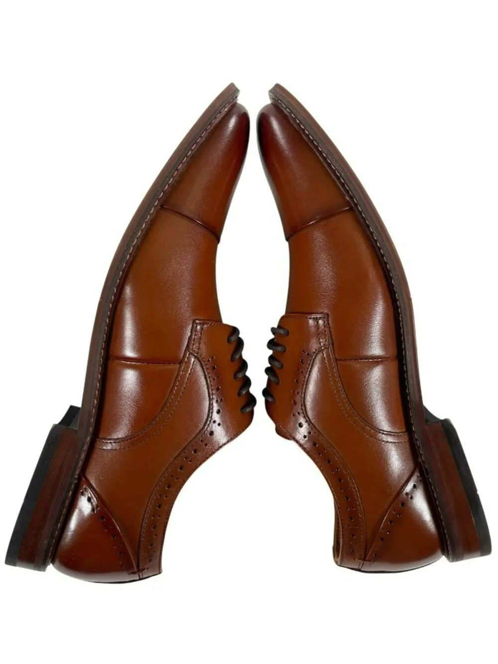 Stacy Adams Maddox Cognac Leather Cap Toe Oxford Dress Shoes Men's Size 10M NEW